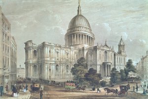 Vista noreste de la Catedral de San Pablo, c.1850 de English School